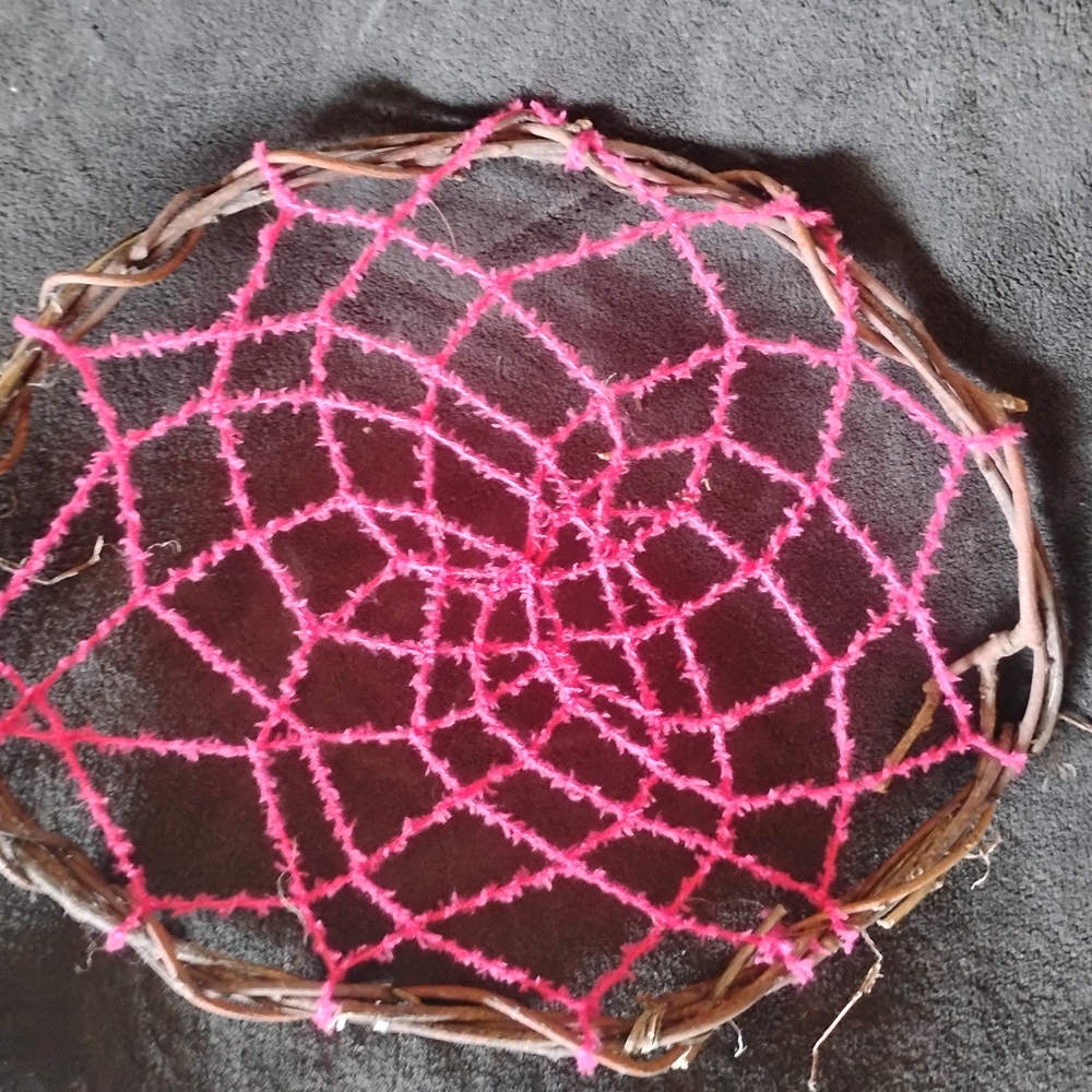 Pink Dreamcatcher with Natural Frame